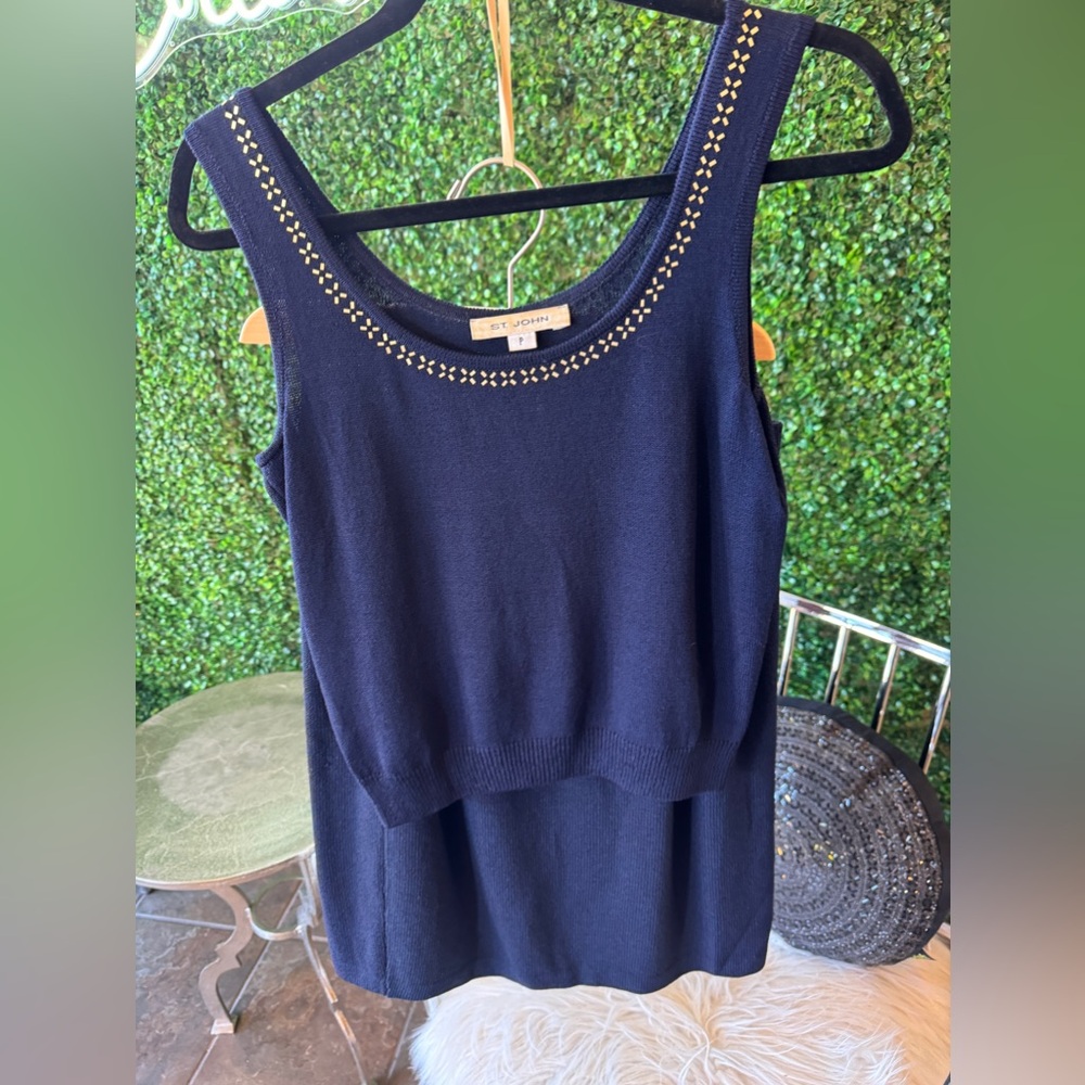 St John knit navy skirt and tank